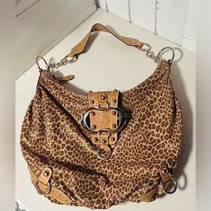 Vintage Guess Leopard Print Hobo Bag , Like New Condition  Slouchy Shoulder Bag
